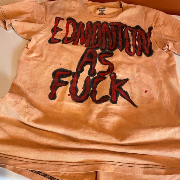 Distressed Edmonton as F U C K mega bleach tee shirt US M - Picture 4 of 10